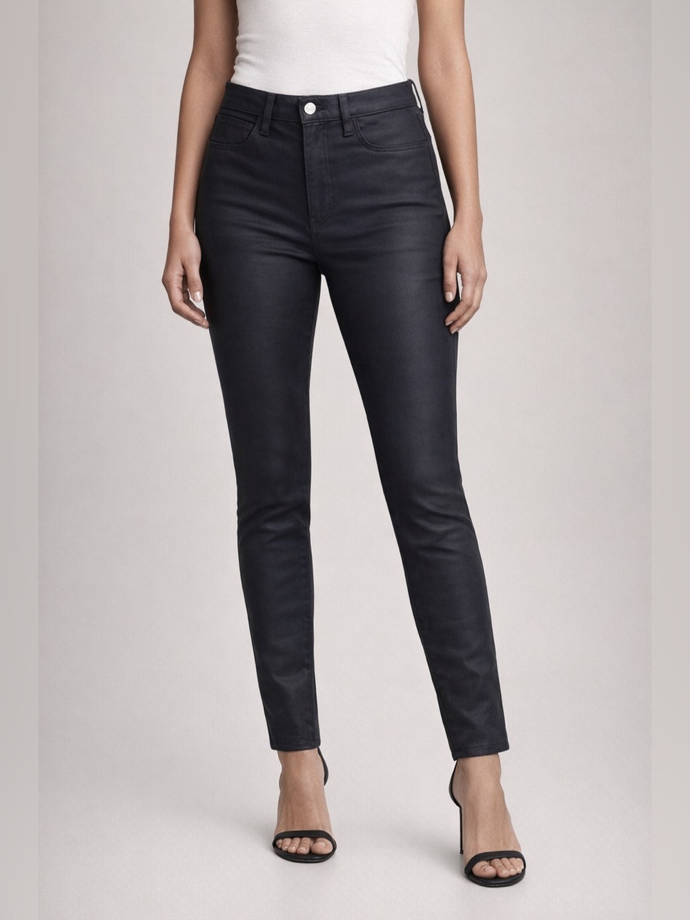 L’AGENCE jeans Coated High Rise Skinny Jeans Size 26 Shiny Dark Blue